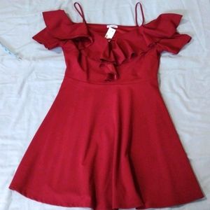 Burgundy off shoulder dress